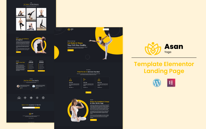 Asan Yoga - Health and Fitness Elementor Template Elementor Kit
