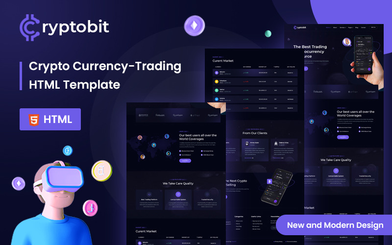 Cryptobit Trading Cryptocurrency HTML5 Template Website Template
