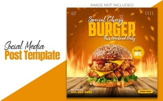 Super Cheesy Burger and Promotional Food Post Social Media