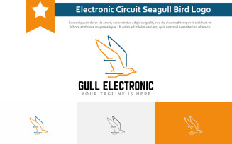 Electronic Circuit Seagull Bird Fly Computer Technology line Logo