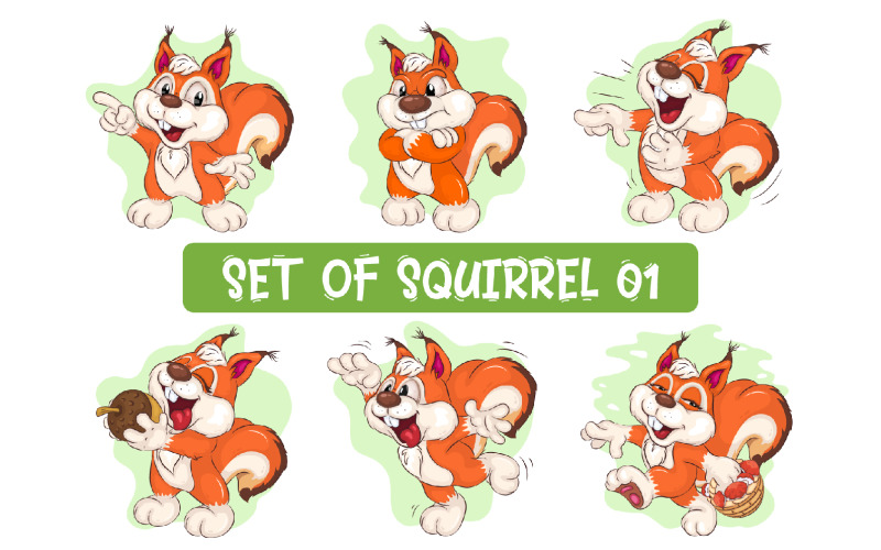 Set of Cartoon Squirrel _ 01 Clipart Vector Vector Graphic