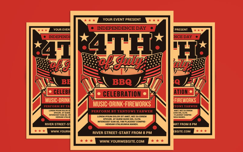 4th of July BBQ Flyer Template Corporate Identity