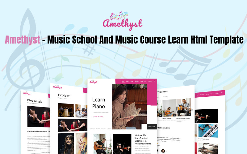 Amethyst - Music School And Music Course Learn Html Template Website Template