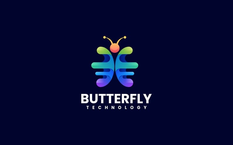 Butterfly Tech Colorful Logo Logo Template