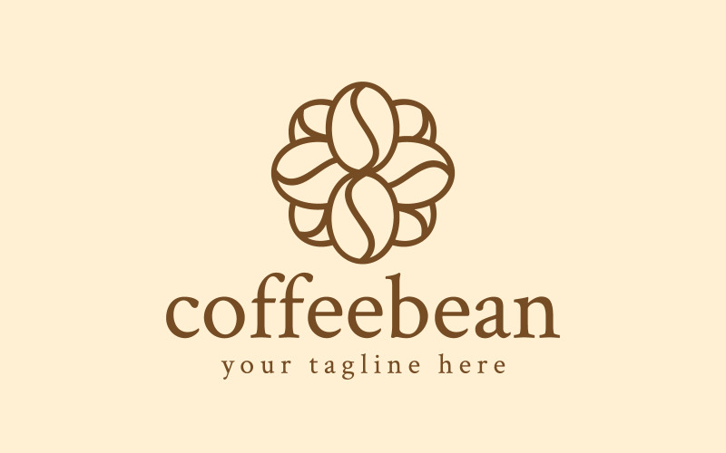 Cafe Floral Decorative Coffee Bean Logo Logo Template