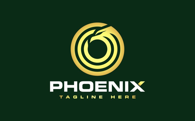 Circle Geometric Golden Eagle Phoenix Logo Design Logo Template