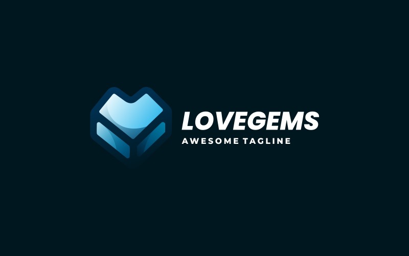 Love Gemstone Gradient Logo Logo Template