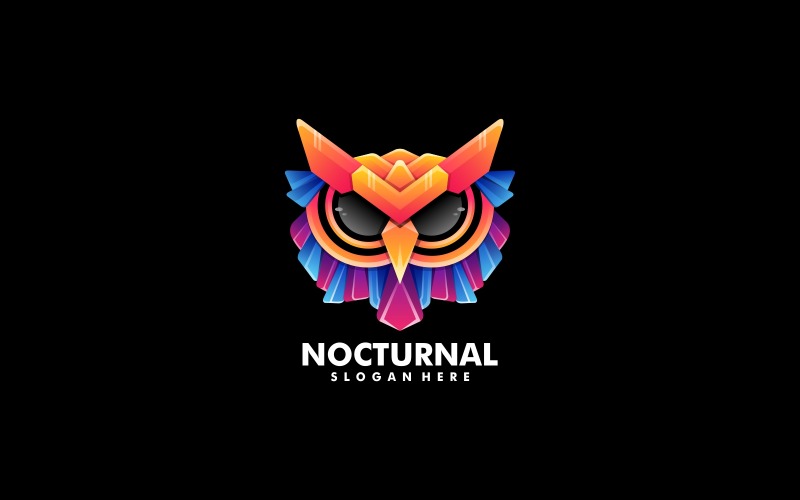 Nocturnal Owl Gradient Colorful Logo Logo Template