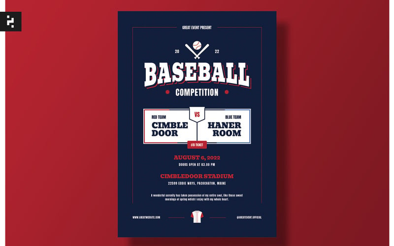 Baseball Match Flyer Set Template Corporate Identity