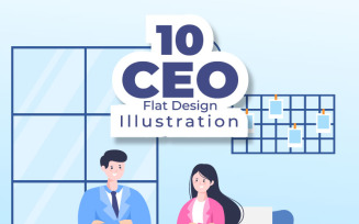 10 CEO Businessman Cartoon Illustration