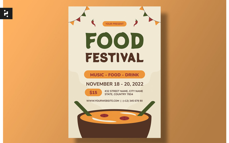 Food Festival Flyer Set Template Corporate Identity