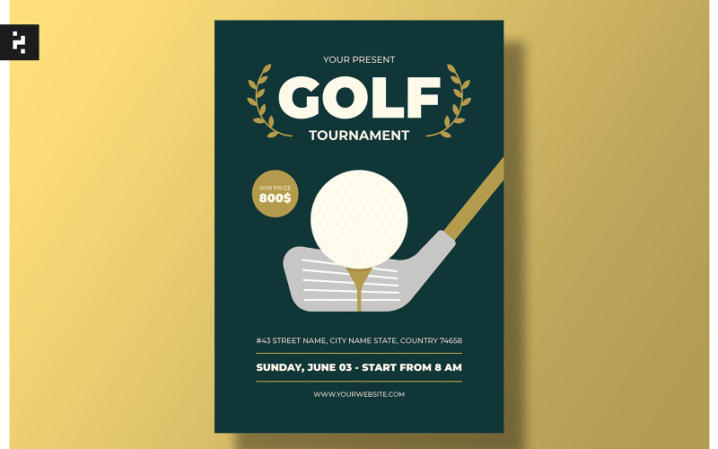 Golf Tournament Flyer Set Template Corporate Identity