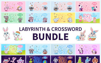 Labyrinth And Crossword Illustration Bundle