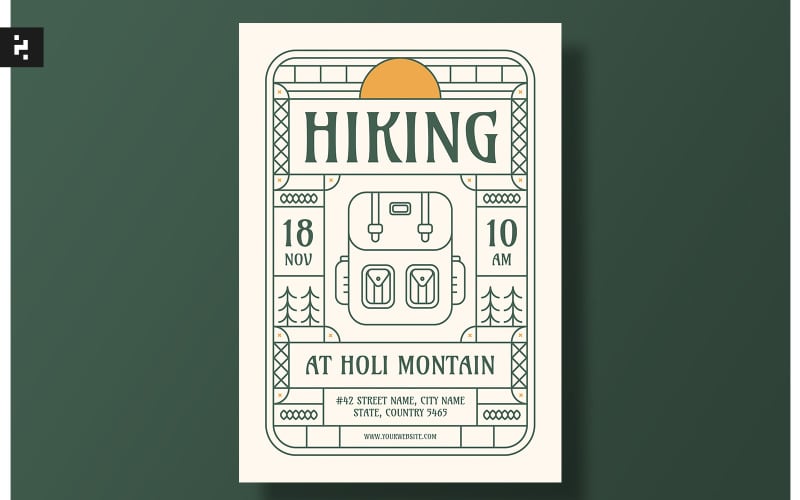 Mountain Hiking Flyer Set Template Corporate Identity