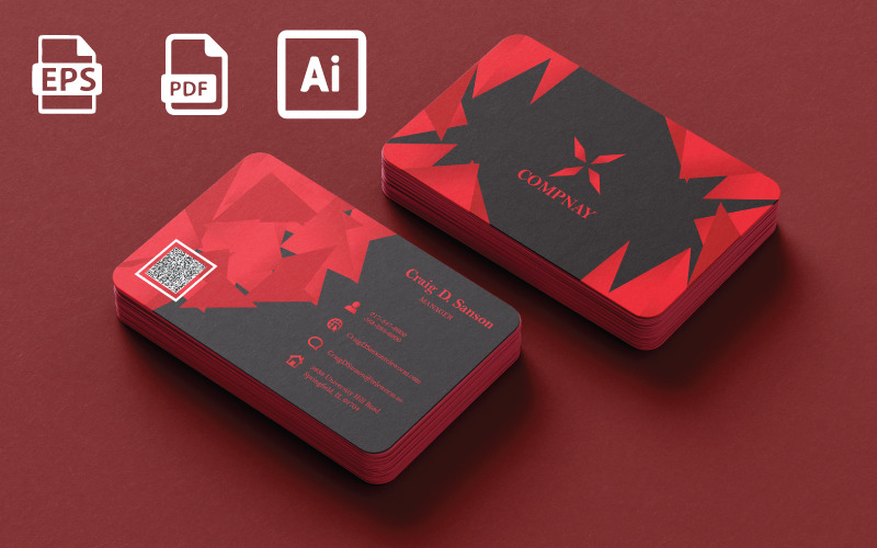 Red And Black Color Business Card - Business Card Corporate Identity