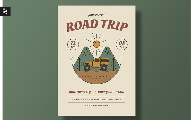 Road Trip Adventure Flyer Set Template Corporate Identity