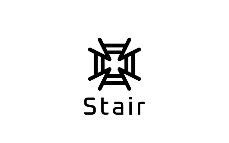 Stair Round Line Loop Logo Logo Template