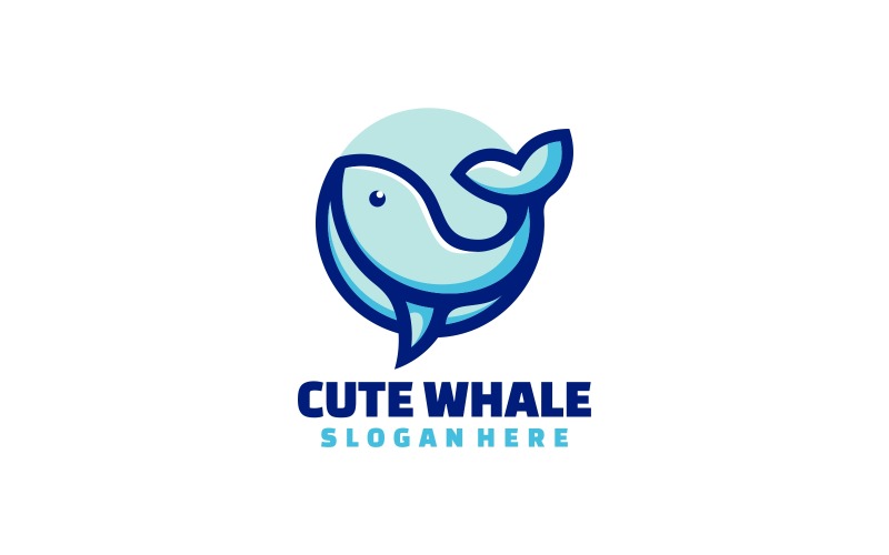 Whale Simple Mascot Logo Design Logo Template