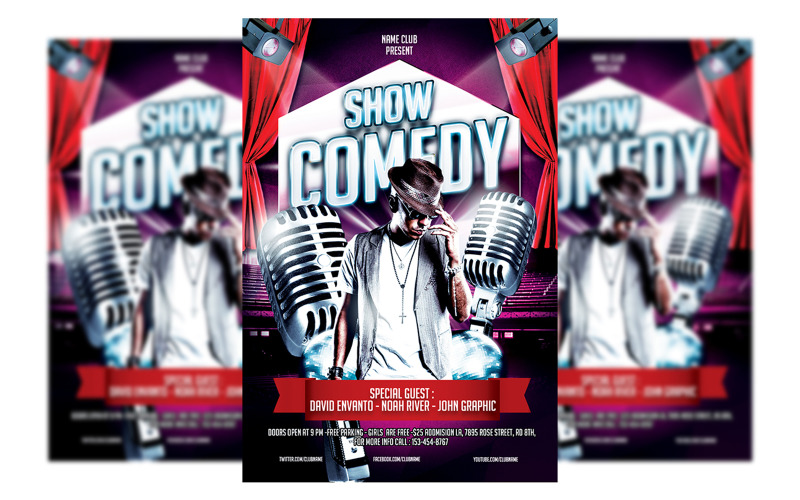 Comedy Show Flyer Template Corporate Identity