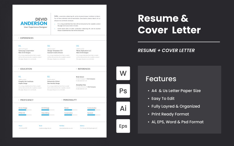 Elegant Resume And Cover Letter Design Resume Template