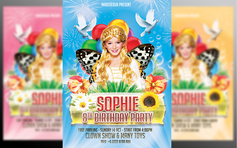 Kids Birthday Party Flyer Template Corporate Identity