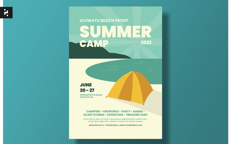 Summer Camp Beach Flyer Template Corporate Identity