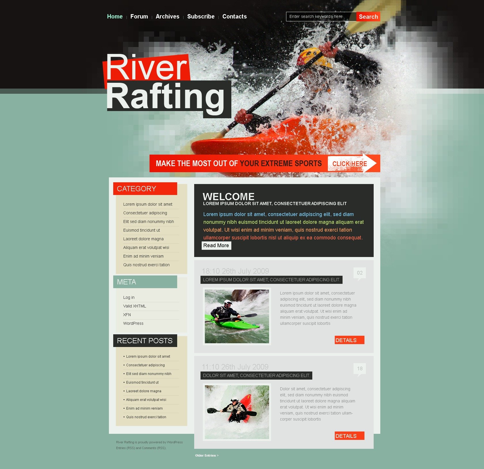 Motyw WordPress #25038 na temat: rafting - zrzut ekranu