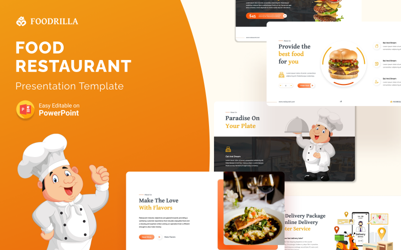 Foodrilla – Food Restaurant PowerPoint Presentation Template PowerPoint Template