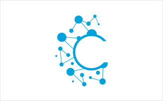Letter C LAN technology vector logo template