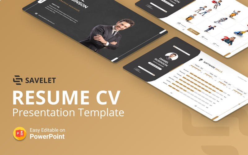 Savelet – CV Resume PowerPoint Presentation Template PowerPoint Template