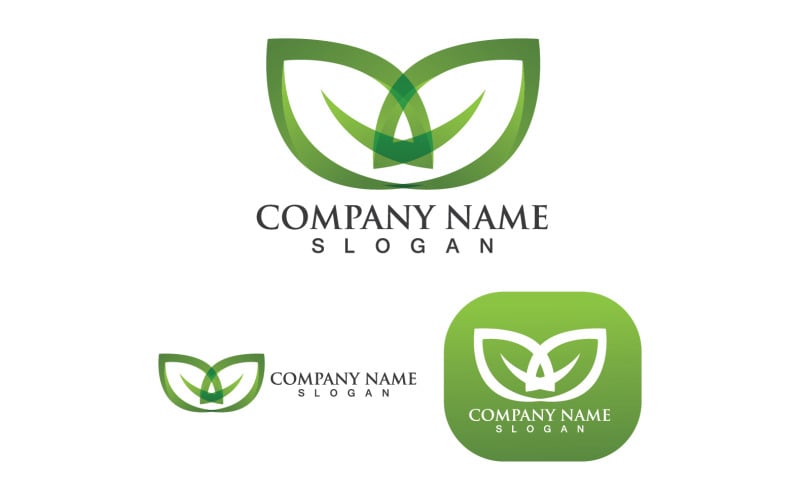 Leaf Green Nature Logo Icon Vector V12 Logo Template
