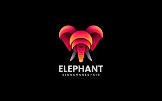 Elephant Head Gradient Logo Design
