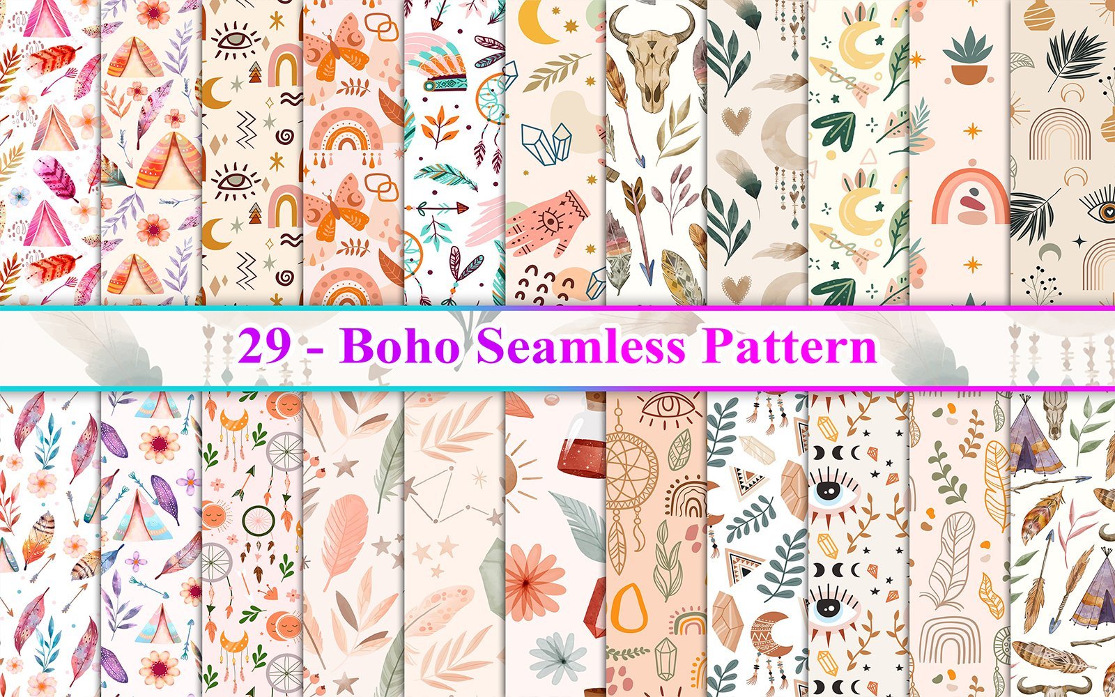 Kit Graphique #250755 Boho Seamless Divers Modles Web - Logo template Preview