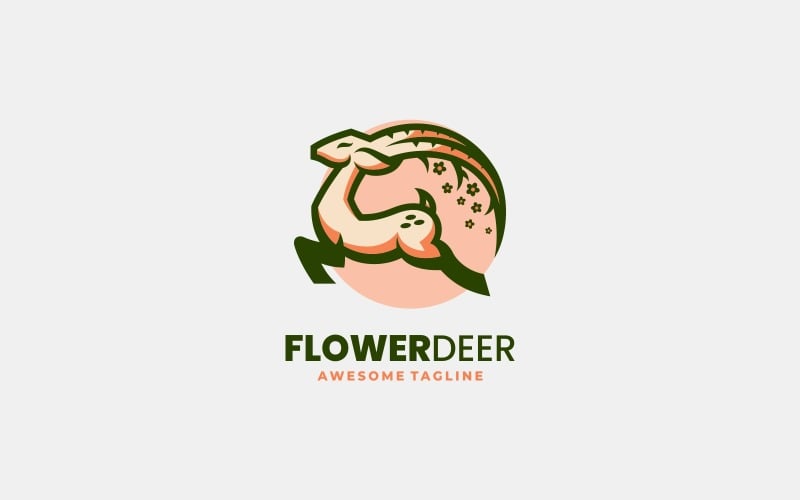 Flower Deer Simple Mascot Logo Logo Template