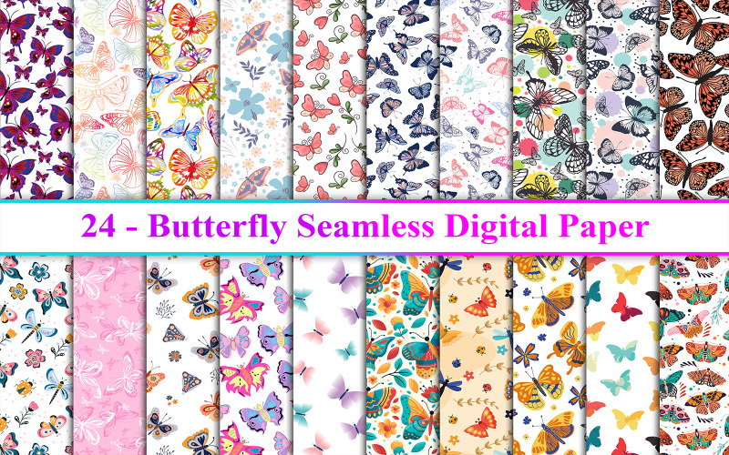 Butterfly Seamless Pattern, Butterfly Pattern, Butterfly Digital Paper Background