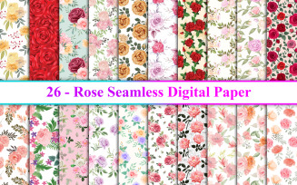 Rose Flower Digital Paper, Rose Seamless Pattern, Flower Seamless Pattern