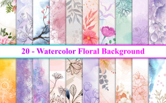 Watercolor Floral Background Bundle