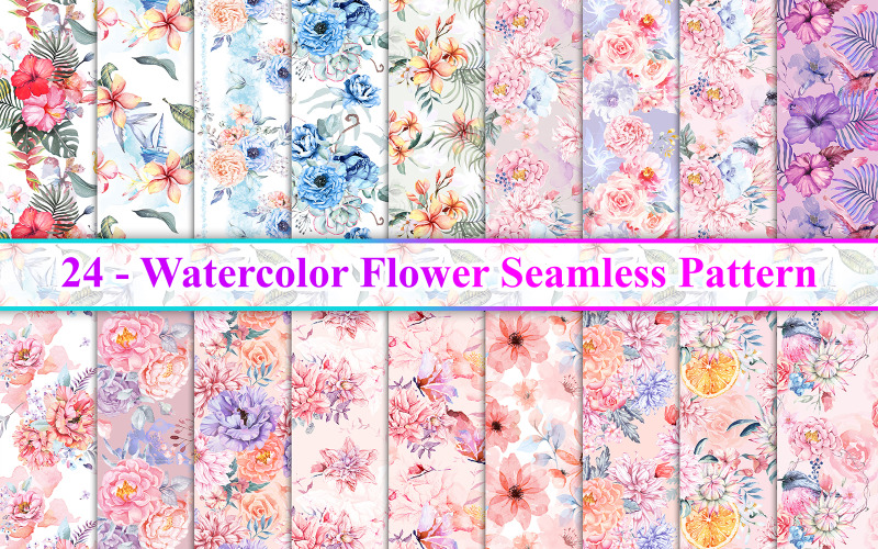 Watercolor Flower Seamless Pattern Background