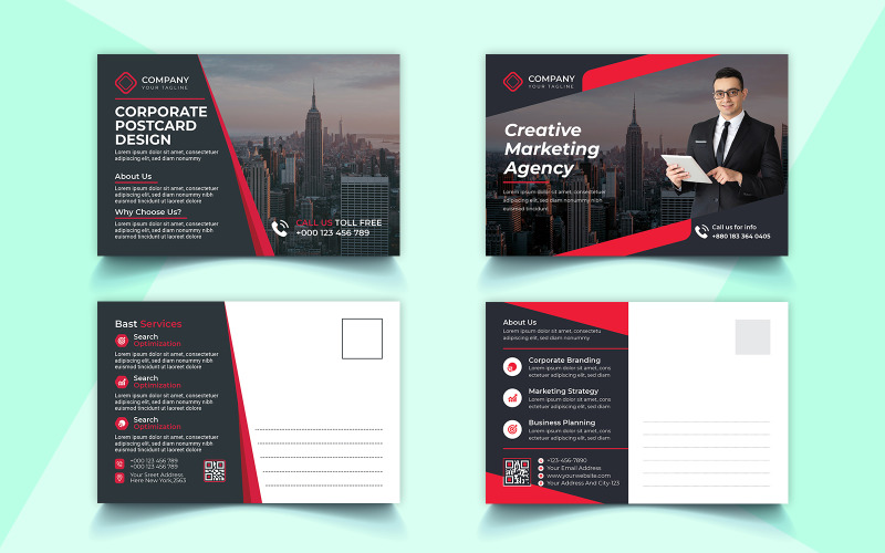 Corporate Business Postcard Template Simple Design and Vector illustration Template Design Corporate Identity