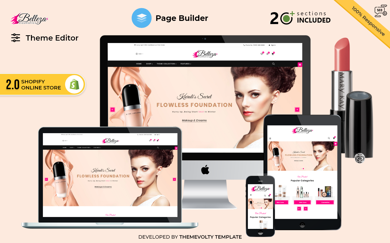Belleza - Mega Beauty Cosmetics Super Shopify 2.0 Store