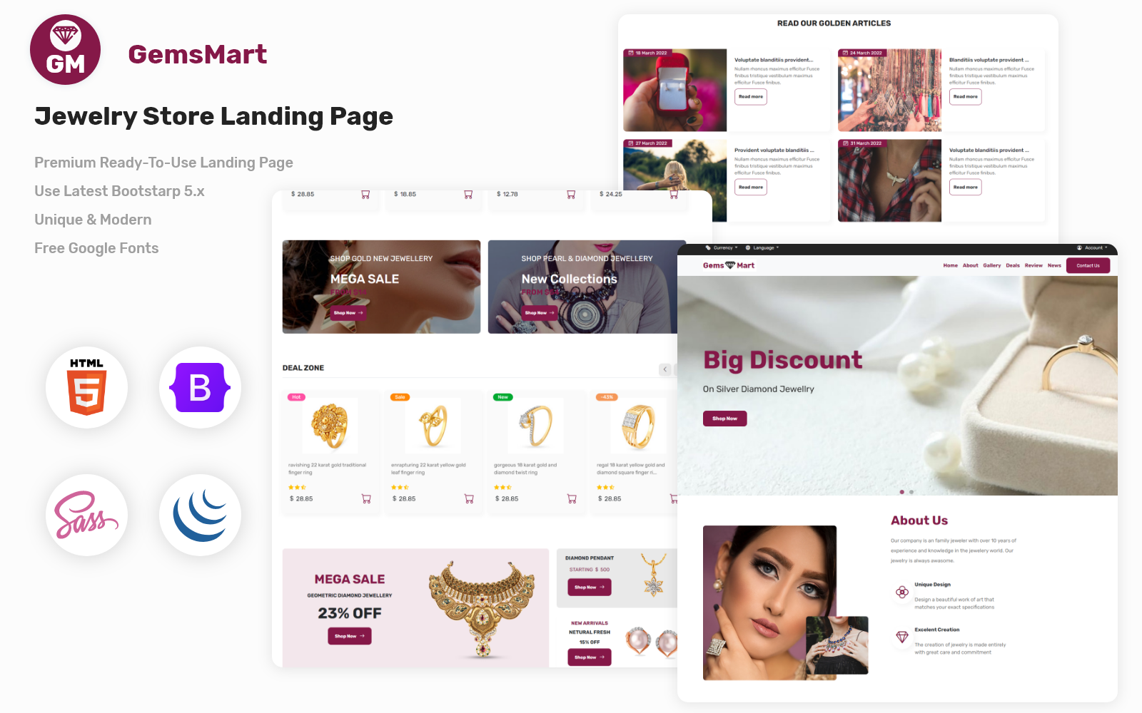 GemsMart -  Jewelry Store Landing Page