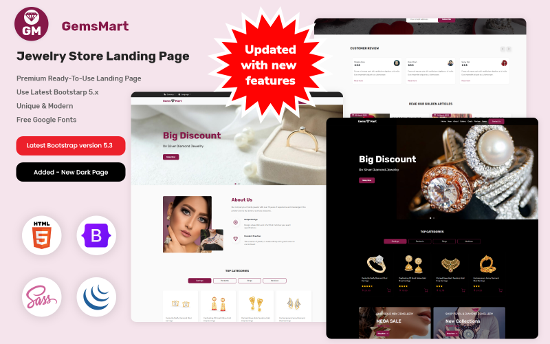 GemsMart - Jewelry Store Landing Page Landing Page Template