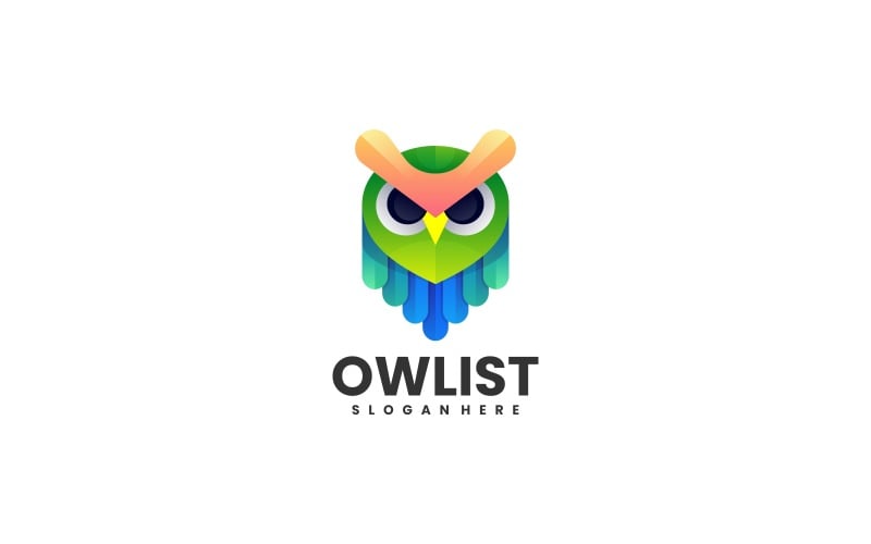 Owl Head Gradient Colorful Logo Logo Template