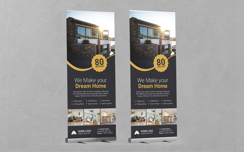 Real Estate Agency Roll-up Banner PSD Templates Corporate Identity