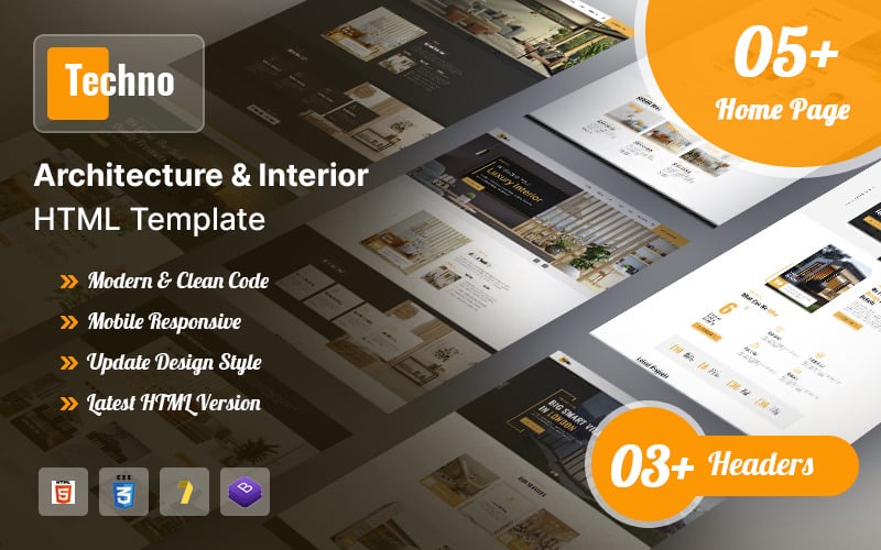 Techno Architecture & Interior Design HTML5 Template Website Template