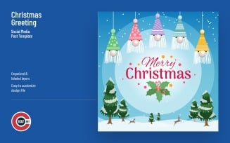 Christmas Greeting Banner with Snow Background Social Media
