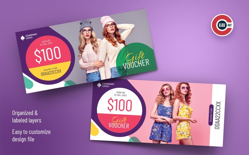 Fashion Store Gift Voucher Card Design Template Corporate Identity