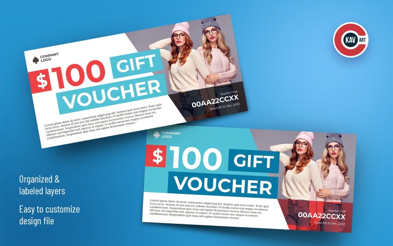 Gift Voucher Card Vector Design Template Corporate Identity