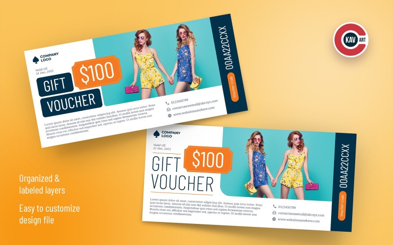 Gift Voucher Design Template for Fashion Store Corporate Identity