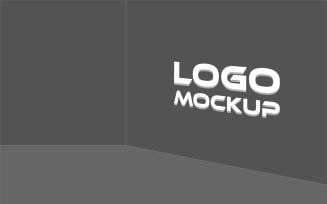 Realistic Logo Mockup In 3D Grey Wall Background